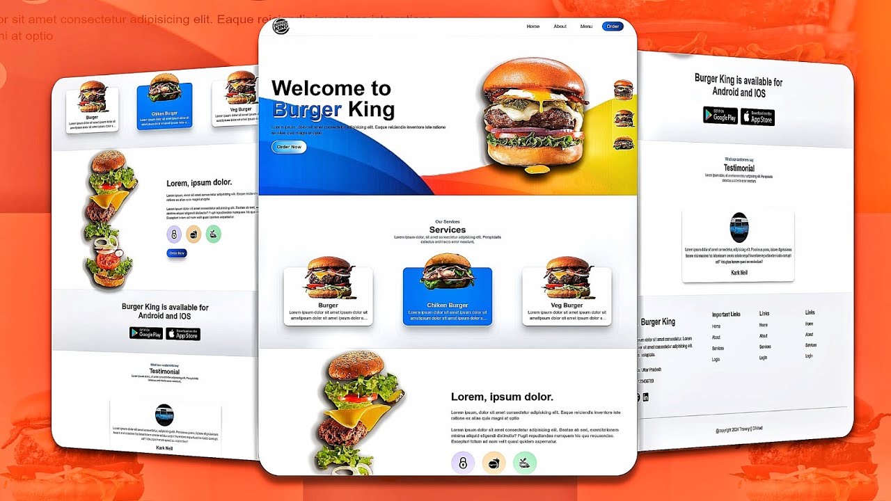 Burger shop website with reactjs and tailwind