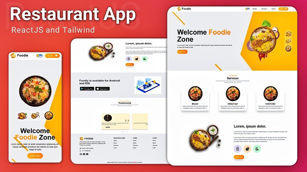 restaurant website with reactjs and tailwind